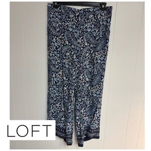 Loft Blue Floral Paisley Wide Leg Pants.